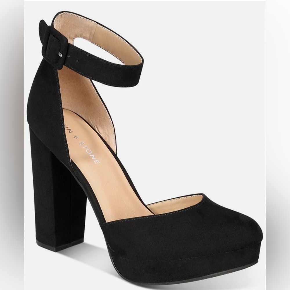 Sun and stone black platform heels